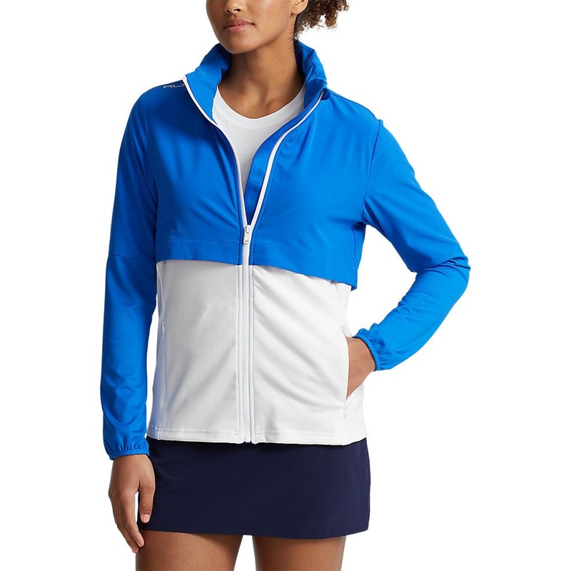 RLX Ralph Lauren Women’s Hybrid Full Zip Golf Jacket – Spa Royal/Pure White