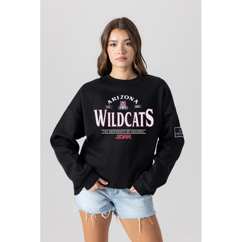 ARIZONA WILDCATS PLAYERS ONLY BLACK LABEL PREMIUM FLEECE DROP SHOULDER CREWNECK