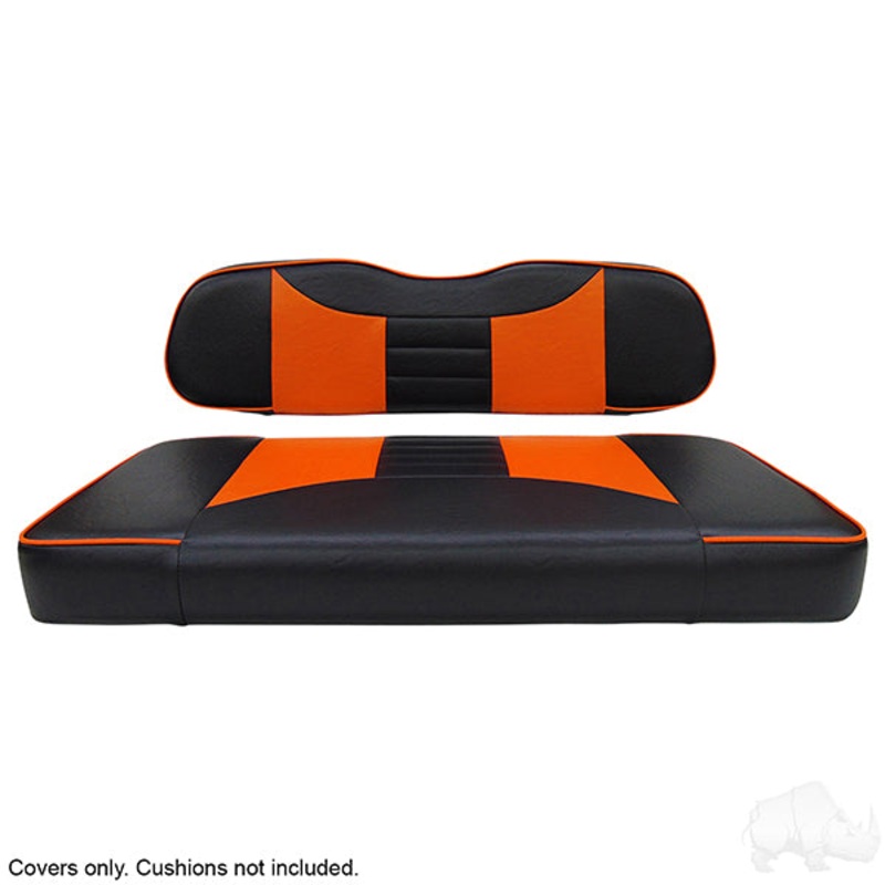 RHOX Front Seat Cover Set, Rally Black/Orange, Club Car DS PN# SEAT-021BO-R-CV