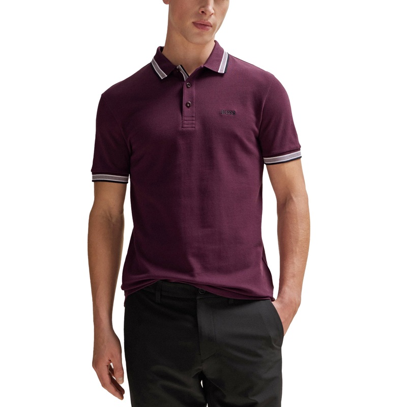 Boss Paddy Cotton Pique Polo – Dark Red