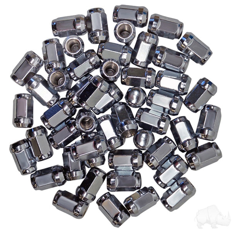 Lug Nut, BOX OF 50, Chrome Closed End Standard 1/2-202, OD 3/4