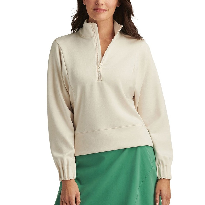 Peter Millar Women’s Flora Knit Melange Half-Zip Golf Pullover – Stone