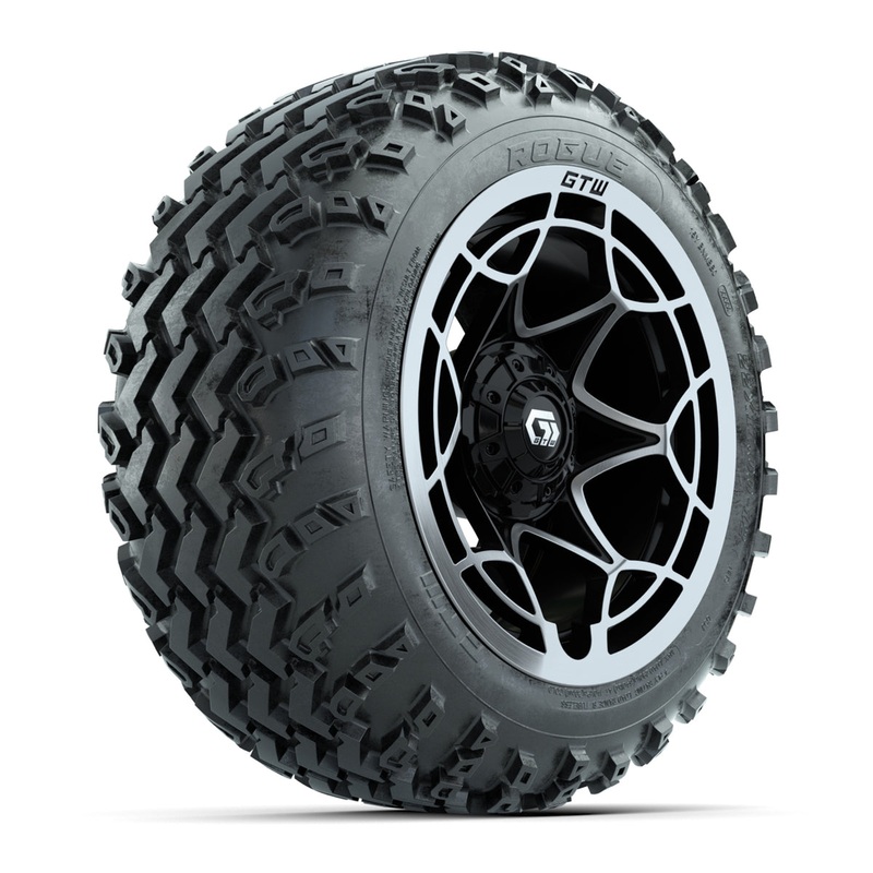 GTW Nexus Gloss Black 12 in Wheels with 22×11.00-12 Rogue All-Terrain Tires  Full Set
