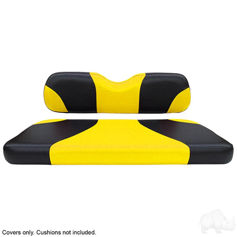 RHOX Front Seat Cover Set, Sport Black/Yellow, E-Z-Go TXT 96-13 PN# SEAT-011BY-S-CV