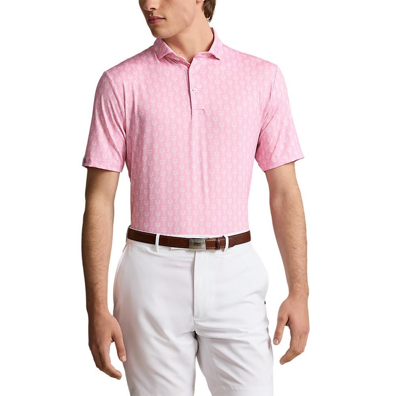 RLX Ralph Lauren Printed Lightweight Airflow Performance Golf Shirt – Flamingo Pink Clubs