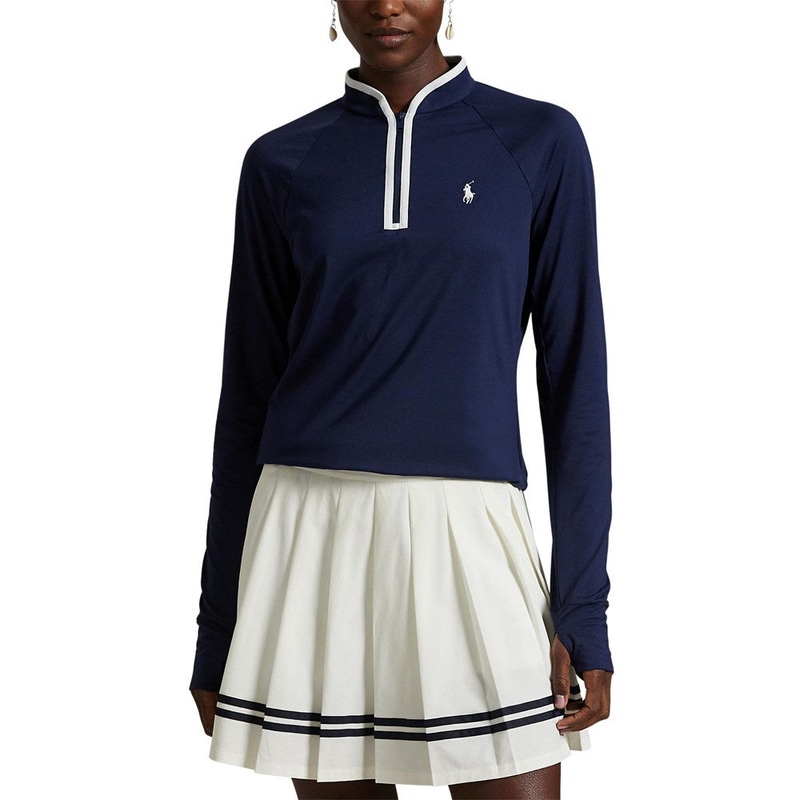 RLX Ralph Lauren Women’s Stretch Jersey Quarter-Zip Pullover – Refined Navy/White