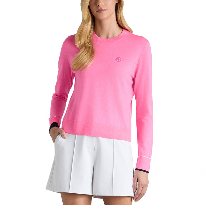 G/Fore Women’s Happy G’s Merino Wool Golf Sweater – Knockout Pink