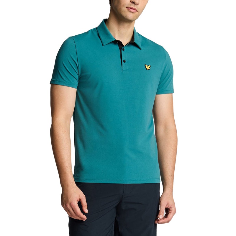 Lyle & Scott Contrast Placket Golf Polo Shirt – Albatross/Jet Black