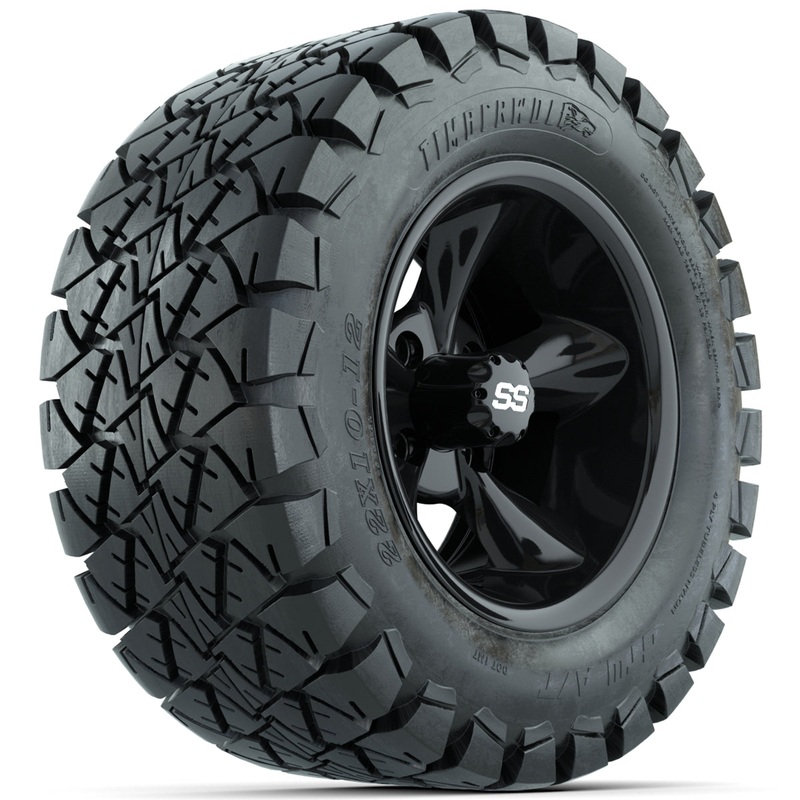 Set of (4) 12 in GTW Godfather Wheels with 22×10-12 GTW Timberwolf All-Terrain Tires PN# A19-736