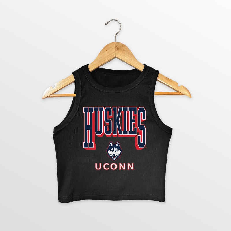 UCONN HUSKIES PURE VICTORY ESSENTIAL RIBBED CROP TANK