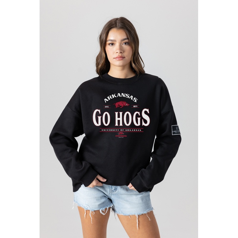 ARKANSAS RAZORBACKS Players Only Fleece Drop-Shoulder Crew