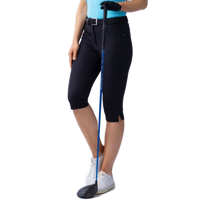 Glenmuir Women’s Phoebe Lightweight Stretch Performance Golf Capri Pants – Black