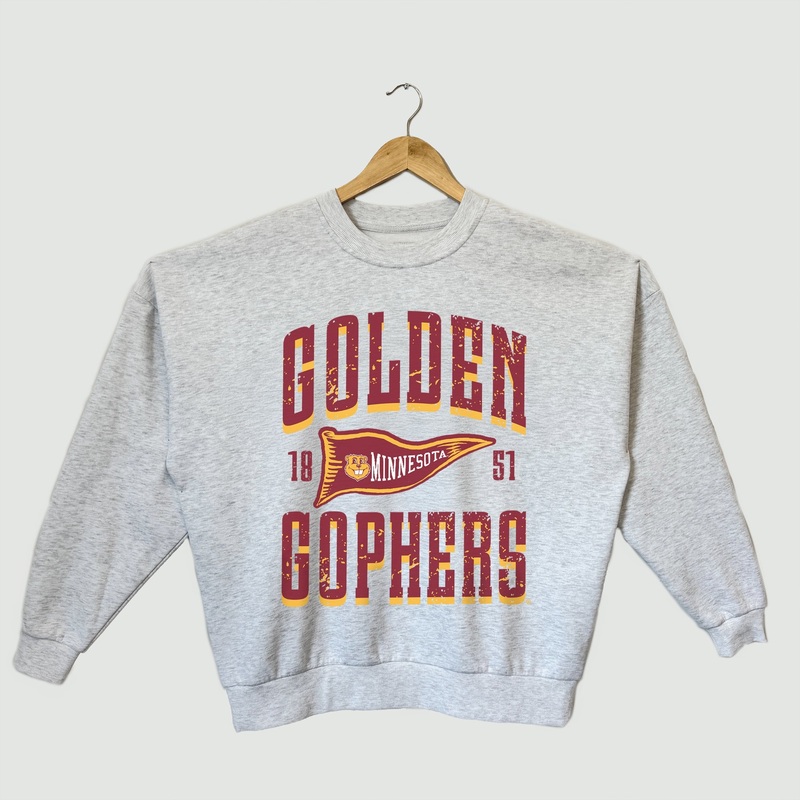 MINNESOTA GOLDEN GOPHERS PENNANT PRIDE PREMIUM FLEECE DROP SHOULDER CREWNECK PULLOVER