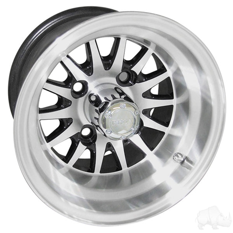 RHOX Phoenix, Machined w/Black w/ Center Cap, 10×7 ET-15.5