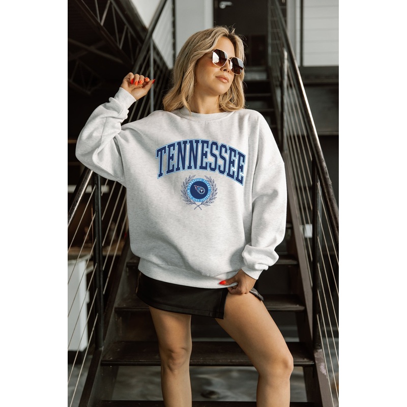 TENNESSEE TITANS TRADITION REFINED PREMIUM FLEECE CREWNECK PULLOVER