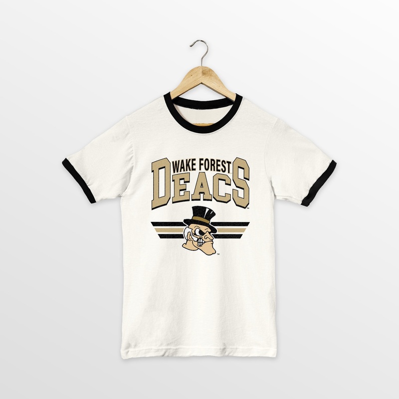 WAKE FOREST DEMON DEACONS SWIFT STRIKE VINTAGE RINGER TEE