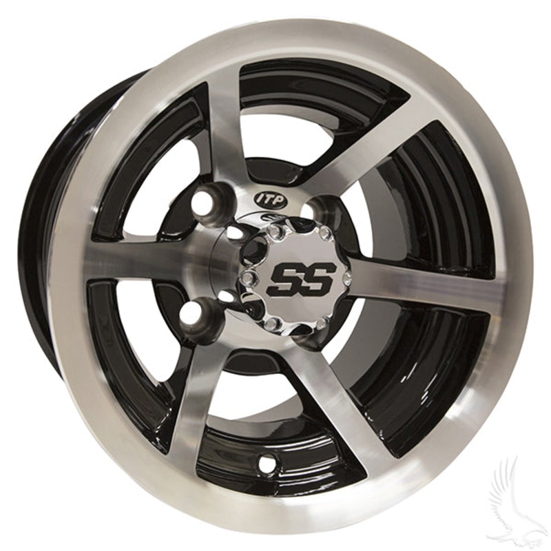 ITP SS6 6 Spoke, Machined w/Black w/ Center Cap, 10×7, 3×4 offset PN# TIR-498