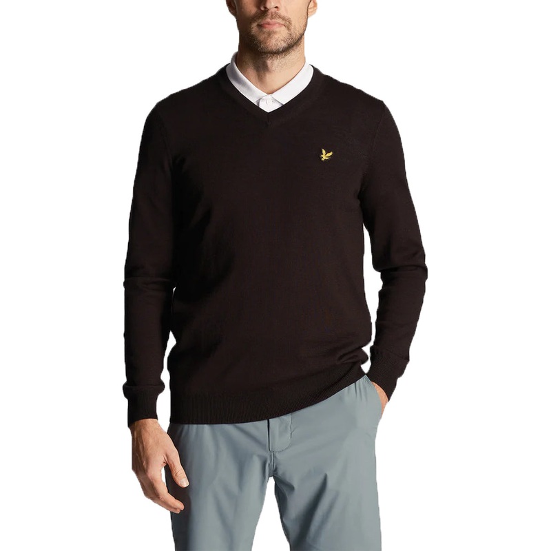 Lyle & Scott Merino Blend V-Neck Knit – Jet Black