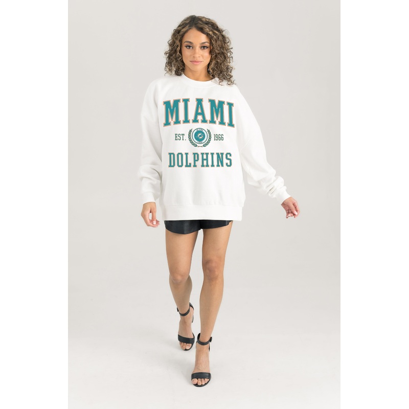 MIAMI DOLPHINS Timeless Triumph Fleece Crewneck Pullover