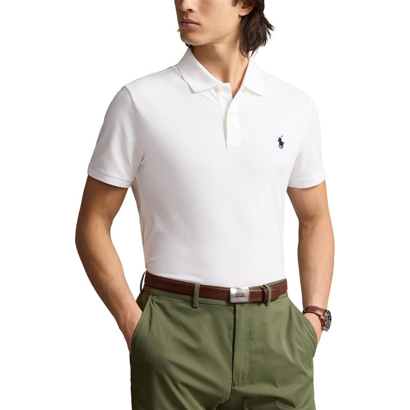 Polo Performance Ralph Lauren Cotton Pique Golf Polo Shirt – Pure White/Navy