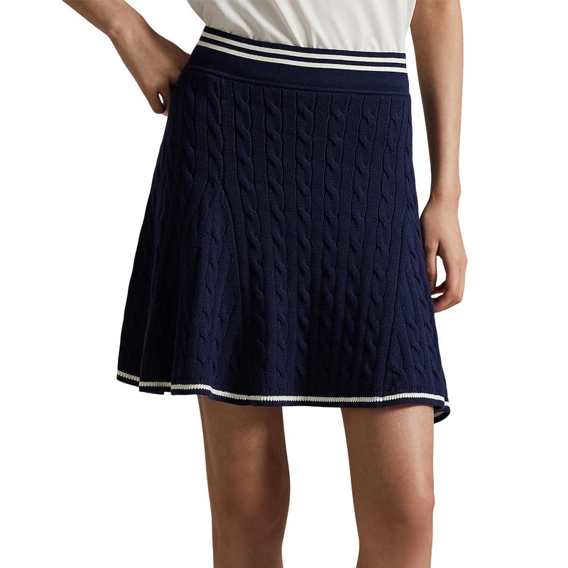 RLX Ralph Lauren Women’s Knit A-Line Golf Skort – Refined Navy/White Splash