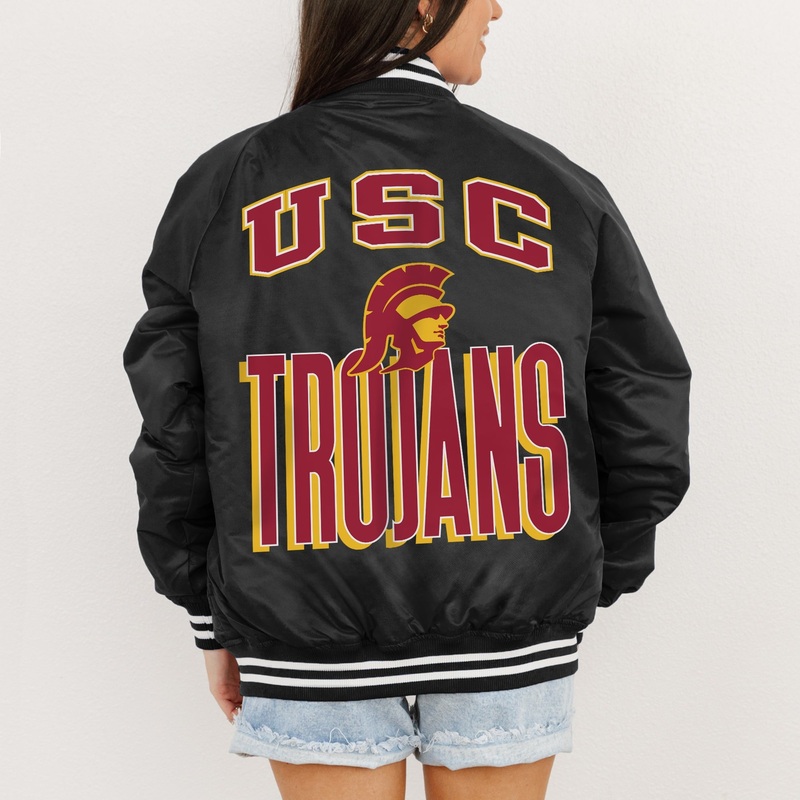 USC TROJANS FIERCE FOCUS SPORT STRIPE VARSITY JACKET