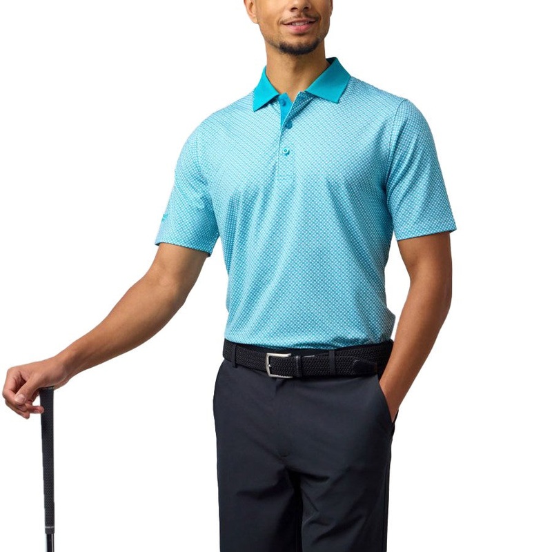 Glenmuir Gullane Performance Polo Golf Shirt – White/ Lagoon