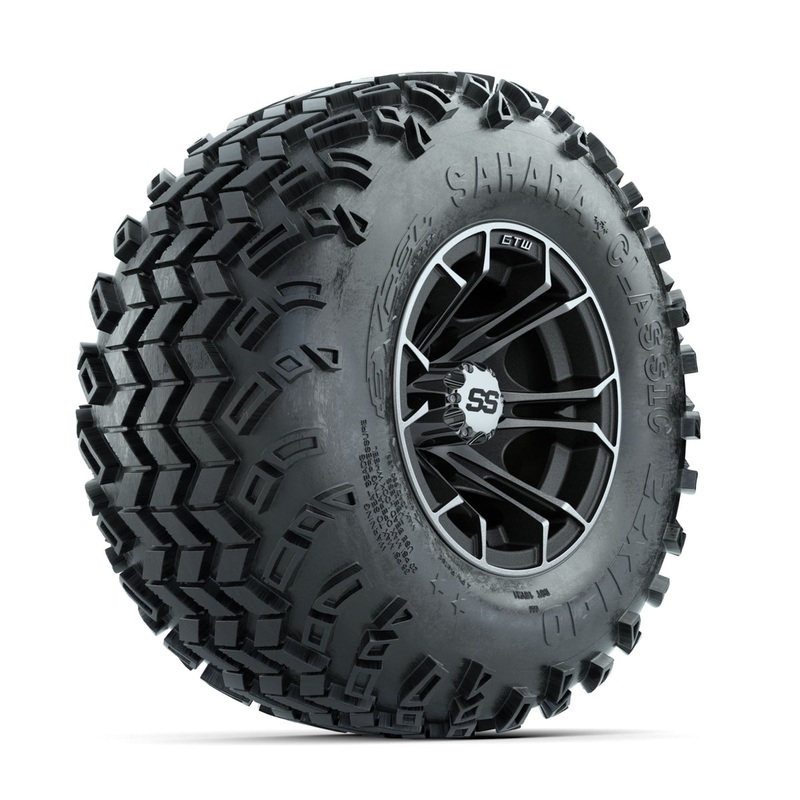 GTW Spyder Machined/Matte Grey 10 in Wheels with 22×11-10 Sahara Classic All Terrain Tires  Full Set