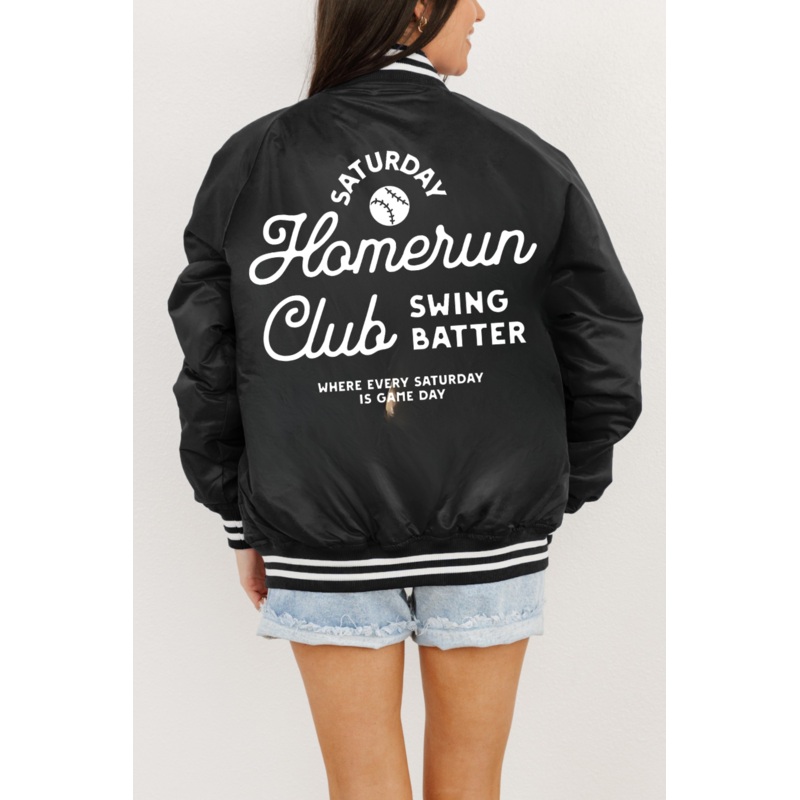 HOMERUN CLUB SPORT STRIPE BLACK VARSITY JACKET