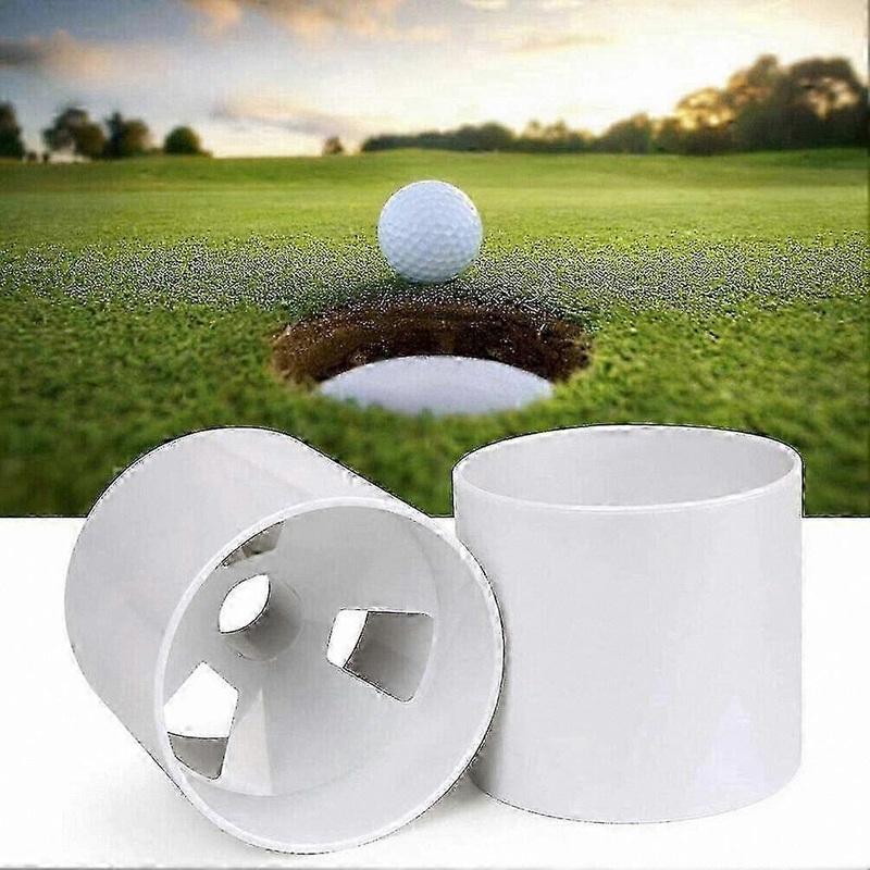 Practice Golf Hole Cups, Set of 2 – USGA Compliant, ABS White, 4 Depth & Diameter for Putting Green Training