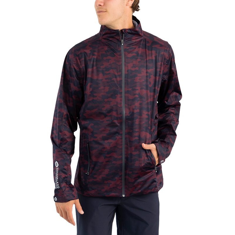 Sunderland Whisperdry Pro-Lite Lightweight Waterproof Golf Jacket – Mulberry Camo/ Navy
