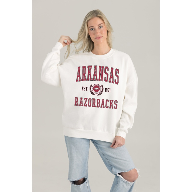 ARKANSAS RAZORBACKS Timeless Triumph Fleece Crewneck Pullover