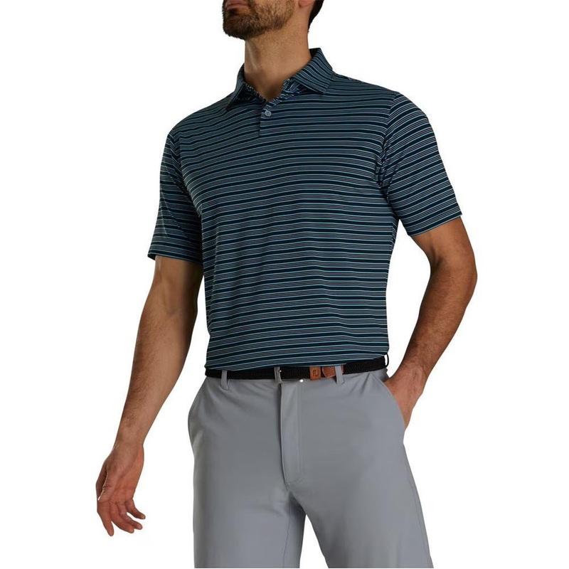 FootJoy Modern Classic Stripe Lisle Self Collar Golf Polo