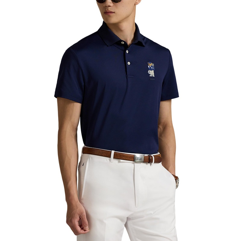 RLX Ralph Lauren Tailored Fit Polo Bear Pique Golf Polo Shirt – Refined Navy