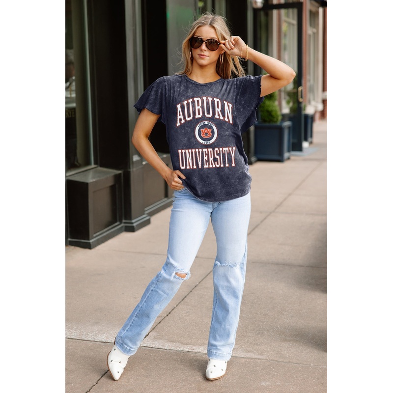 AUBURN TIGERS VICTORY MODE FLUTTER SLEEVE TEE IN NAVY