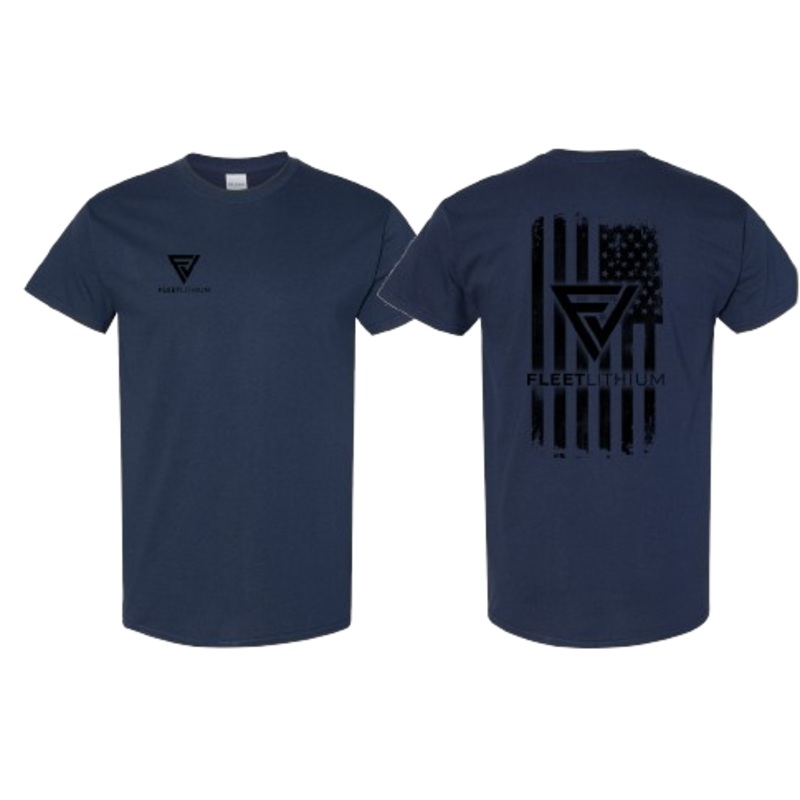 Blue Mens Fleet Lithium T-Shirt Black Logo Print PN# FL-BLU-T-M