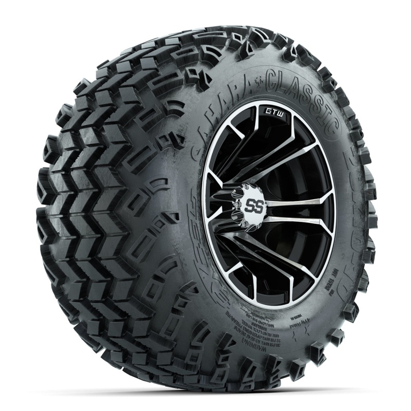 GTW Spyder Machined/Black 10 in Wheels with 20×10-10 Sahara Classic All Terrain Tires  Full Set