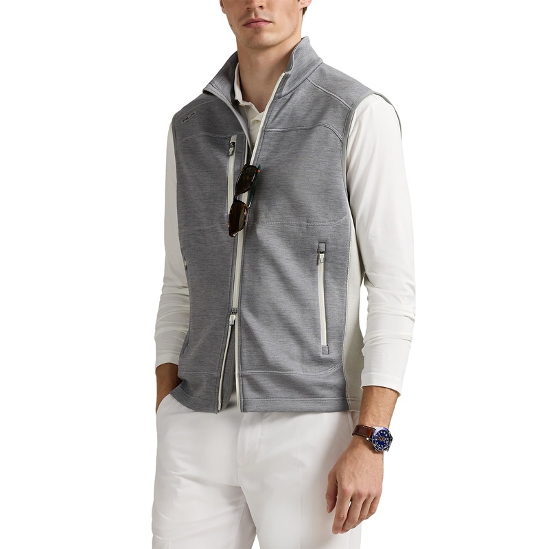 RLX Ralph Lauren Kinetic Spacer Full Zip Golf Vest – Peak Grey/Stone Pebble