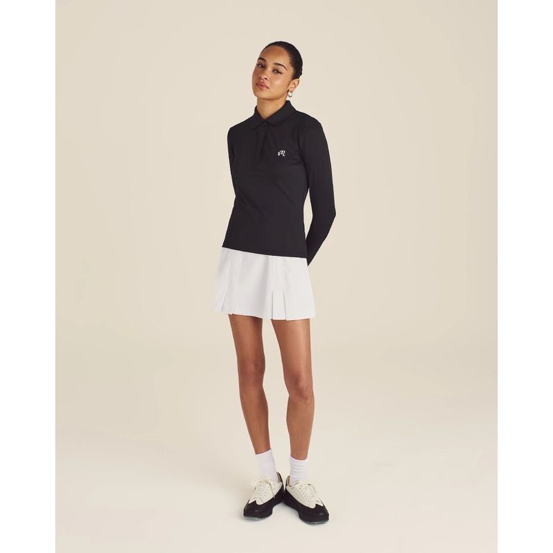 VENUS LONG SLEEVE POLO|Black|Dusty Rose|XS|S|M