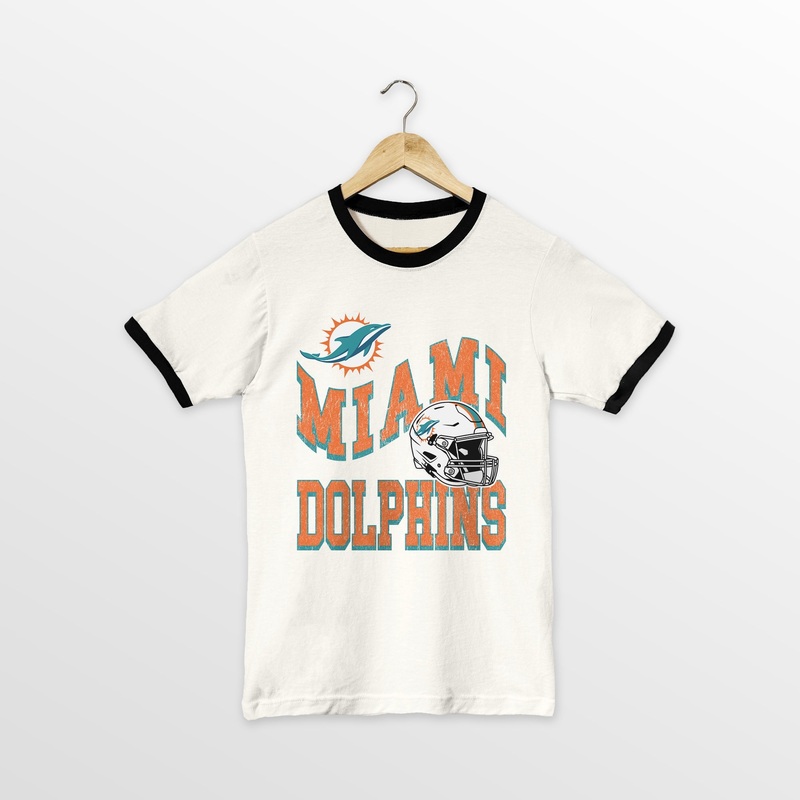 MIAMI DOLPHINS HARD EARNED VINTAGE RINGER TEE