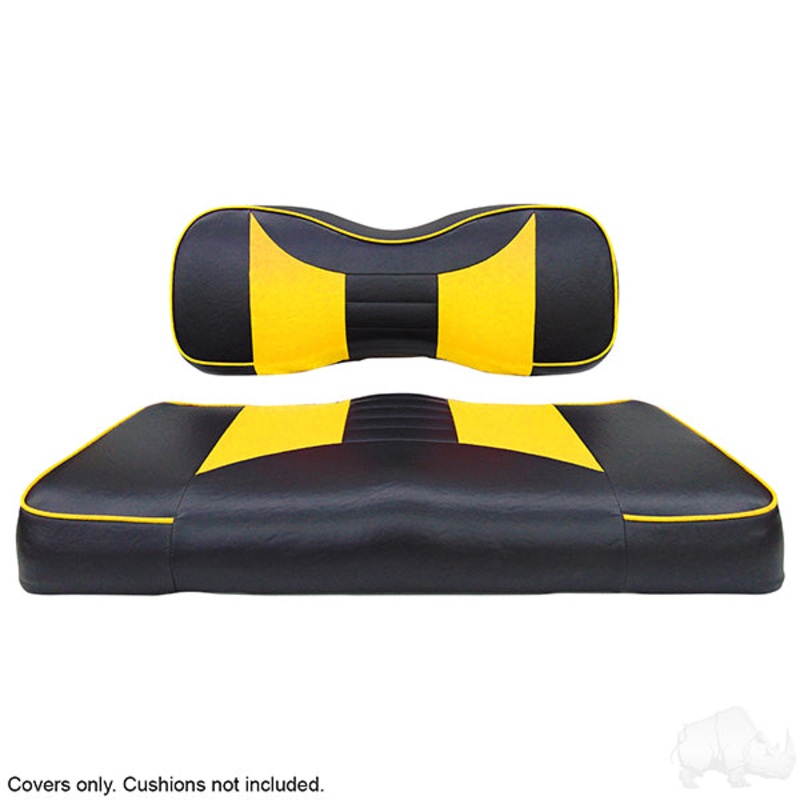 RHOX Front Seat Cover Set, Rally Black/Yellow, Yamaha Drive2, Drive PN# SEAT-051BY-R-CV