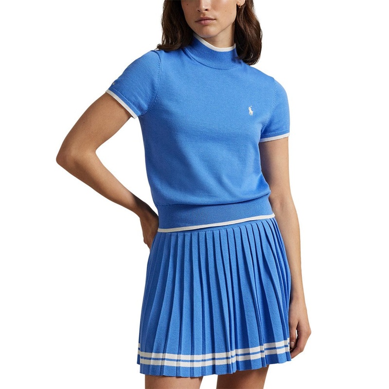 RLX Ralph Lauren Women’s Short Sleeve Mock Neck Pullover – Summer Blue