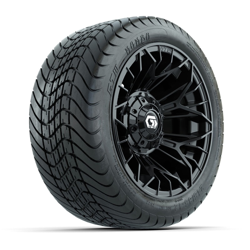 Set of (4) 12 in GTW Stellar Black Wheels with 215/35-12 Mamba Street Tires PN# A19-764