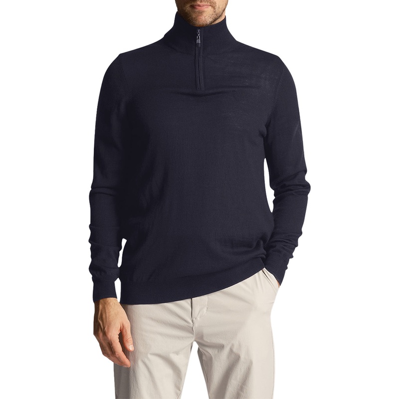 Lyle & Scott Tonal Eagle Merino 1/4 Zip Pullover – Light Navy