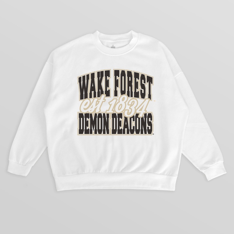 WAKE FOREST DEMON DEACONS FADED FORMATION PREMIUM FLEECE DROP SHOULDER CREWNECK PULLOVER