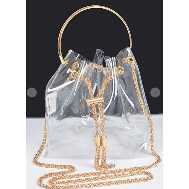 COME THROUGH CLEAR CROSSBODY BUCKET BAG