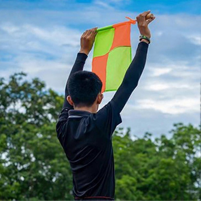 referee equipment set with 2 checkered flags and cards