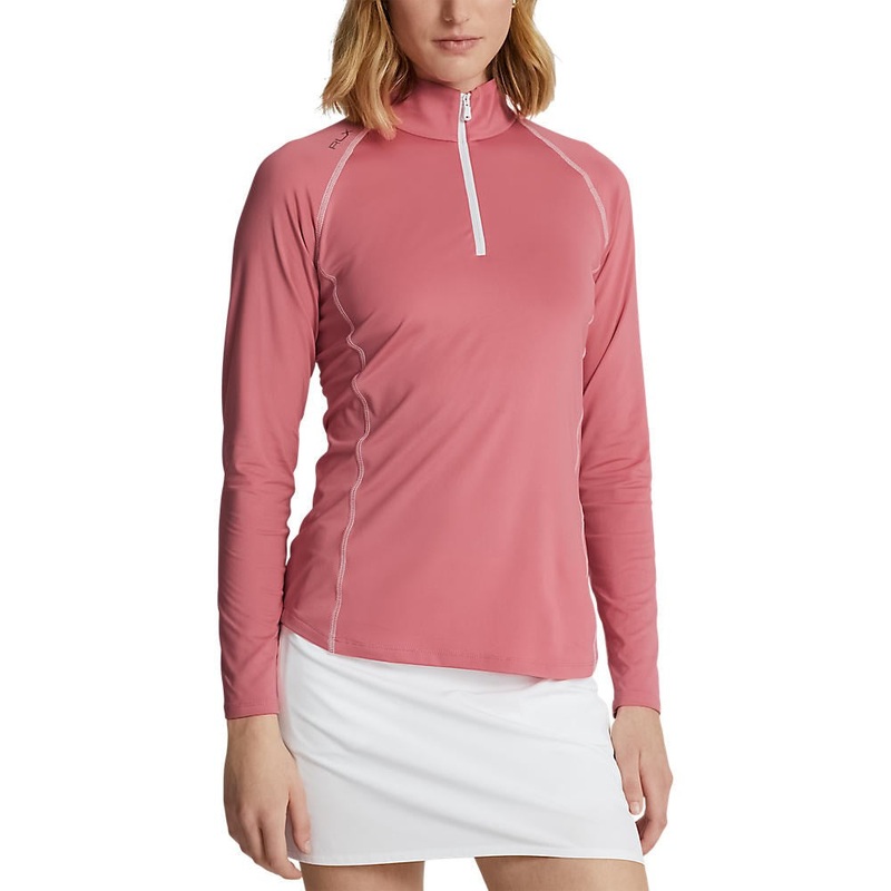 RLX Ralph Lauren Women’s UV Jersey 1/4 Zip Pullover – Desert Rose/Pure White
