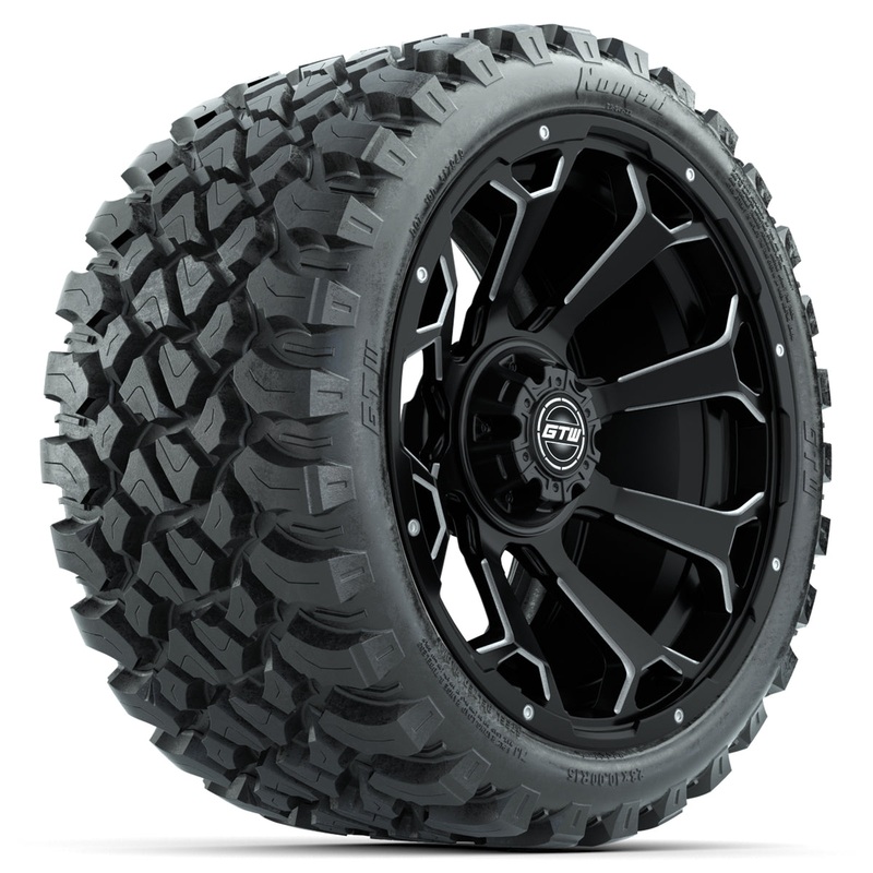 Set of (4) 15 GTW Raven Matte Black Wheels with 23×10-R15 Nomad All-Terrain Tires PN# A19-749