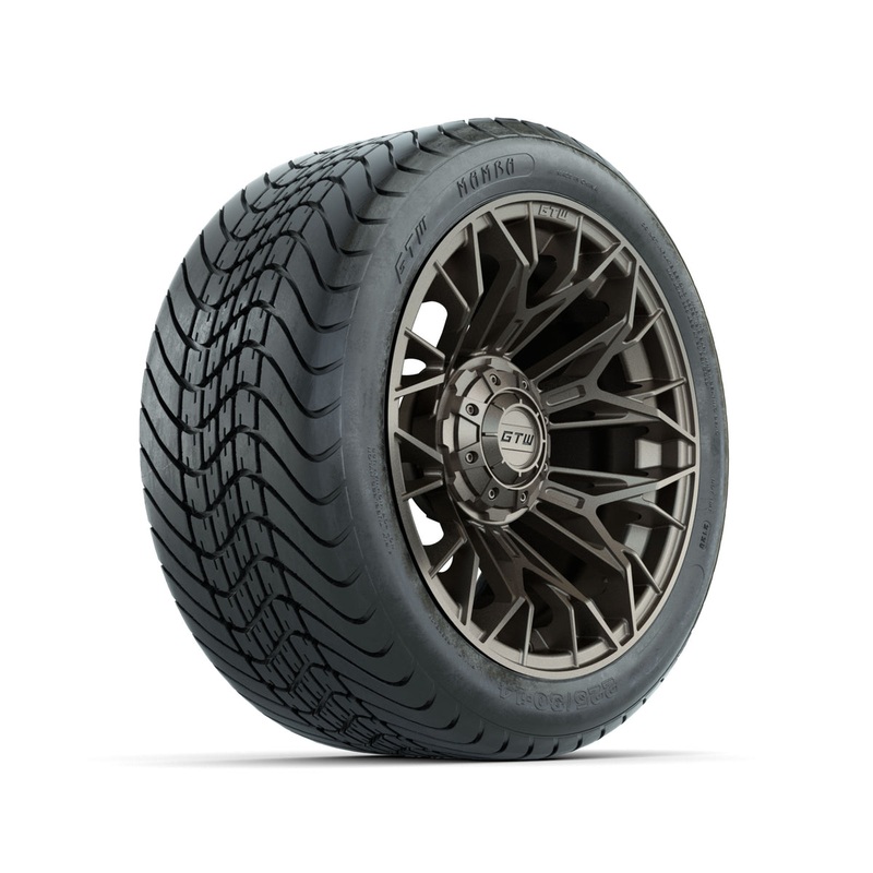 Set of (4) 14 in GTW Stellar Matte Bronze Wheels with 225/30-14 Mamba Street Tire PN# A19-795